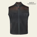 COLETE HOMEM CHALECO CUADRA MARROM COM ZÍPER